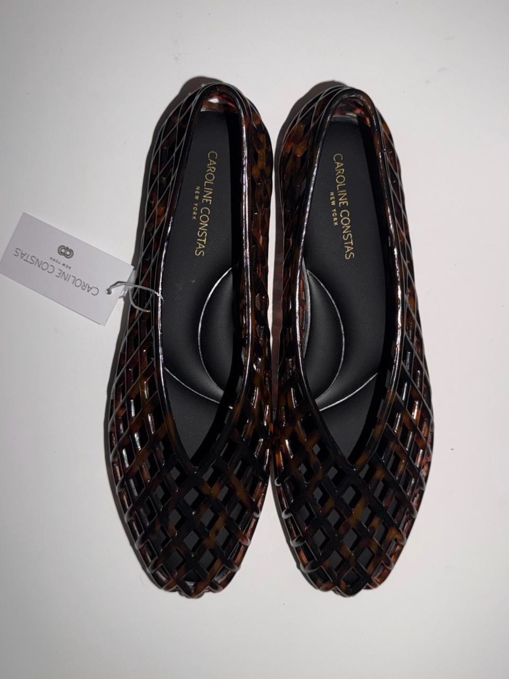 Caroline Constas Tortoiseshell Woven Ballet Flats